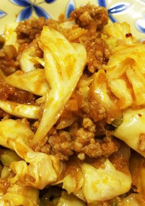 ご飯がすすむカレー味のキャベツひき肉-レシピのメイン写真