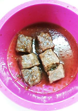 レンジで弁当用サイコロステーキ-レシピのメイン写真