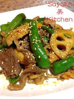 蓮根と牛肉のオイスターソース炒め-レシピのメイン写真