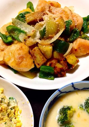 薩摩芋と鶏胸肉のパイナップルジュース炒め-レシピのメイン写真