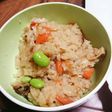 鶏皮使ってお手軽炊き込みご飯