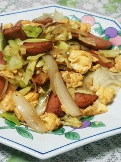 キャベツと魚肉ソーセージの卵炒め-レシピのメイン写真