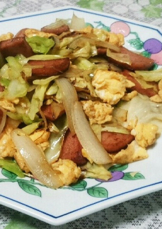 キャベツと魚肉ソーセージの卵炒め-レシピのメイン写真