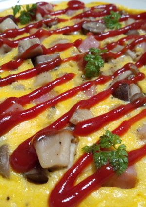 きのことベーコンのオープンオムレツ-レシピのメイン写真