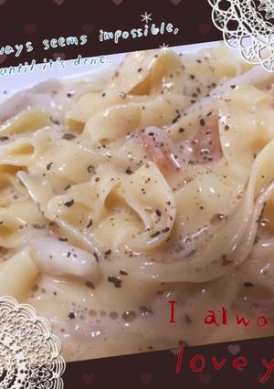 手打ちパスタでカルボナーラ-レシピのメイン写真