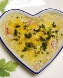 ワンポットパスタで里芋のかにみそグラタン