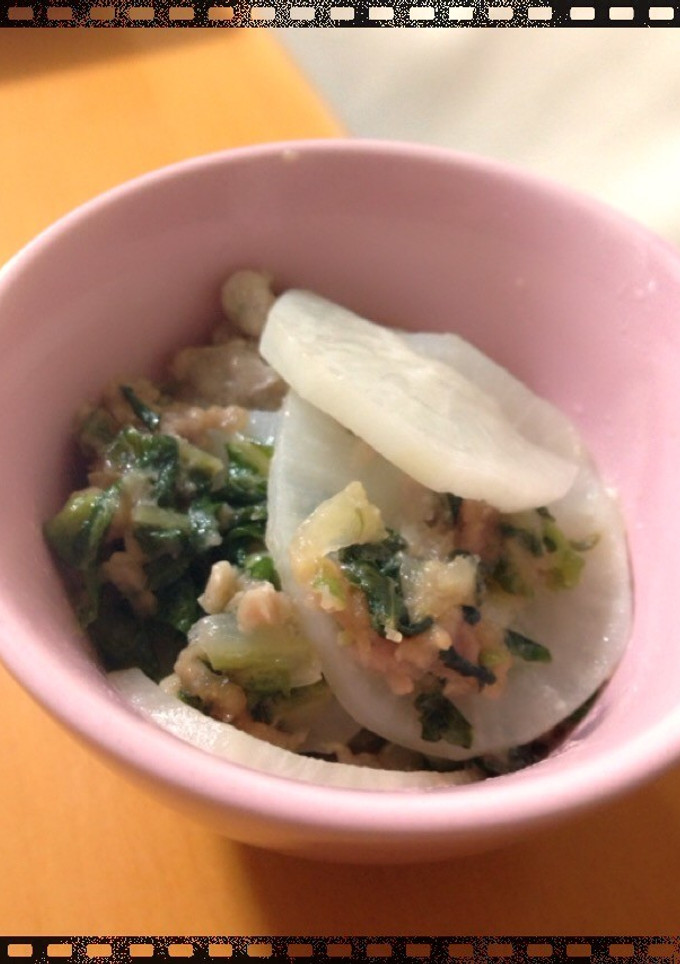 大根と餃子の種の重ね蒸し-レシピのメイン写真