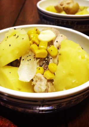 鶏手羽じゃがの♡塩バターコーン煮-レシピのメイン写真