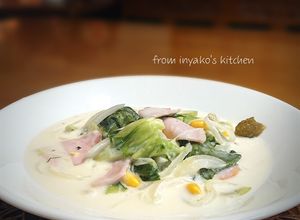 青梗菜とハム.粒コーンの和のクリーム煮-レシピのメイン写真
