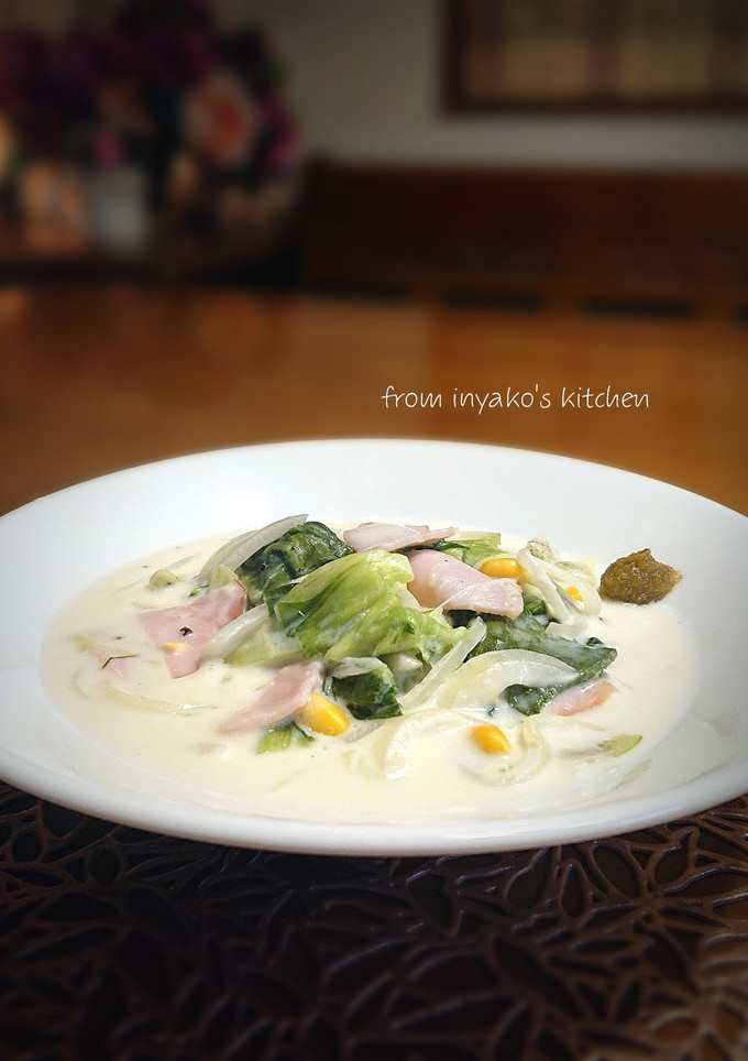 青梗菜とハム.粒コーンの和のクリーム煮-レシピのメイン写真