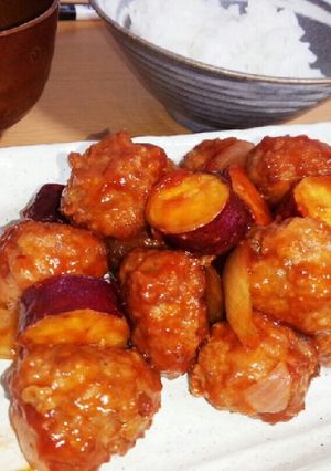 お酢なし＊さつまいもと肉だんごの酢豚風-レシピのメイン写真