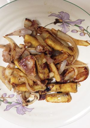 グリーンバナナの豚肉創味シャンタン炒め-レシピのメイン写真