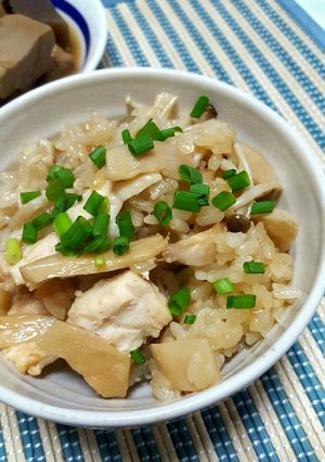 焼き肉のたれで！鶏ときのこたっぷりおこわ-レシピのメイン写真