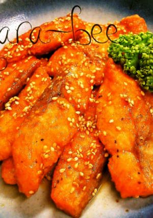 魚がウマイ♡手羽先風サーモンの甘辛唐揚げ-レシピのメイン写真