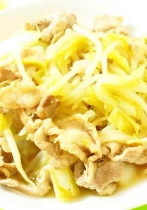 お酢でさっぱり！豚肉白菜もやしの炒めもの-レシピのメイン写真