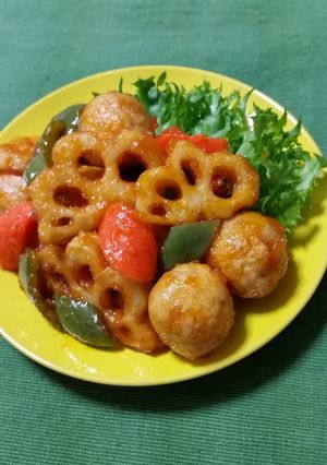 鶏団子とれんこんの甘酢あん-レシピのメイン写真