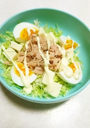 キャベツチーズツナゆで玉子サラダ-レシピのメイン写真