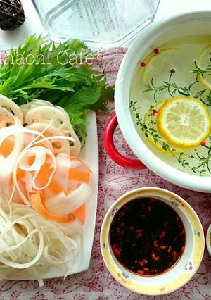 柚子ハーブでリボン野菜のしゃぶしゃぶ-レシピのメイン写真