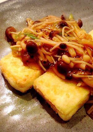 たっぷりきのこあんかけの豆腐ステーキ！-レシピのメイン写真