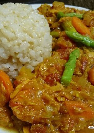 アスパラとトマトのヘルシーツナ野菜カレー-レシピのメイン写真