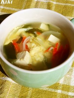 カニカマ豆腐のふわ玉わかめスープ-レシピのメイン写真