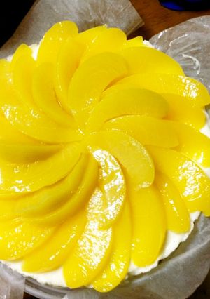 【簡単】黄桃レアチーズケーキ【華やか】-レシピのメイン写真
