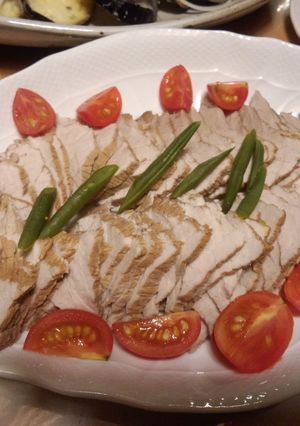 豚ブロックの紅茶煮　オニオンソース-レシピのメイン写真