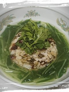 パクチーピータンと水菜のスープチャーハン-レシピのメイン写真