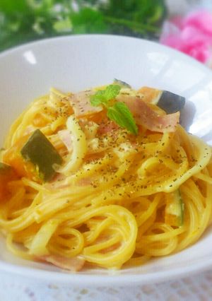 ベーコンとカボチャの♡ワンポットパスタ-レシピのメイン写真