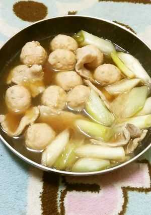 豚肉ねぎ鶏団子醤油鍋-レシピのメイン写真