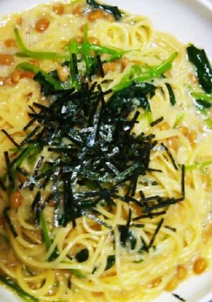 洗い物少！とろろと納豆のふわとろパスタ-レシピのメイン写真