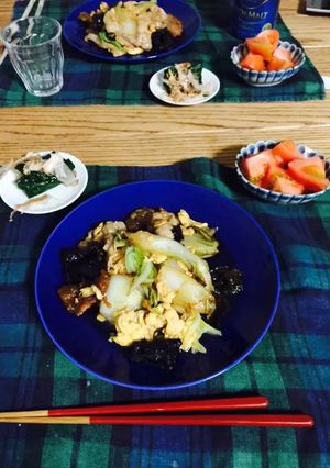 白菜と玉子とキクラゲの炒め物、豚バラ入り-レシピのメイン写真