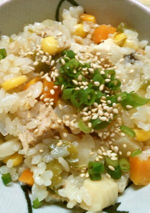 ツナとコーン、筍の中華風♪炊き込みご飯！-レシピのメイン写真