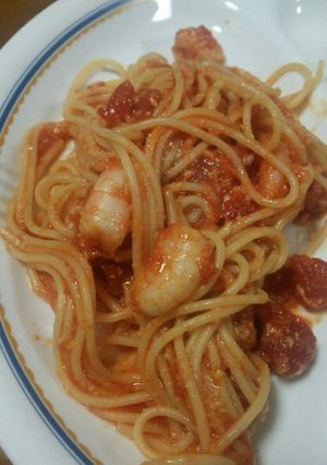 えびとトマトのスパゲティ-レシピのメイン写真