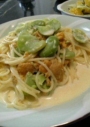 ウニとそら豆のクリームスパゲッティ-レシピのメイン写真