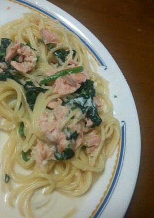 鮭とほうれん草のクリームスパゲティ-レシピのメイン写真