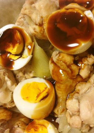 骨付き鷄肉と葱のお酢煮 茹で卵添え-レシピのメイン写真