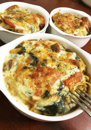 残りカレーリメイク♡焼きカレーパスタ♡-レシピのメイン写真