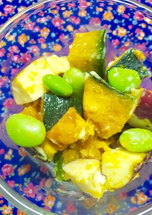 時短!かぼちゃ・さつまいも・枝豆のサラダ-レシピのメイン写真