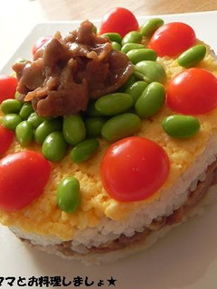 豚肉のにんにくしょう油で簡単★ケーキ寿司-レシピのメイン写真