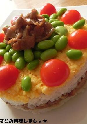 豚肉のにんにくしょう油で簡単★ケーキ寿司-レシピのメイン写真