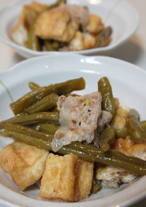 三度豆・絹厚揚げ・豚バラ肉の煮物-レシピのメイン写真