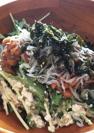 水菜大量消費！ネバネバ中華風白和え-レシピのメイン写真