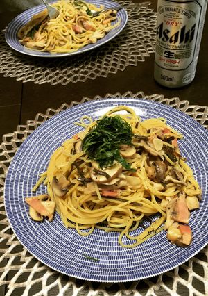 たっぷりキノコと塩昆布のクリームパスタ-レシピのメイン写真