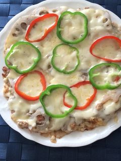 成型無し!蓮根チーズハンバーグピザ!-レシピのメイン写真