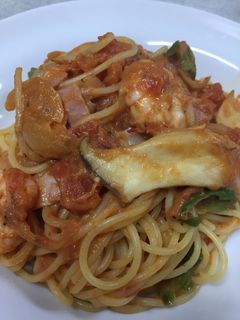 エリンギと海老の豆乳トマトクリームパスタ-レシピのメイン写真