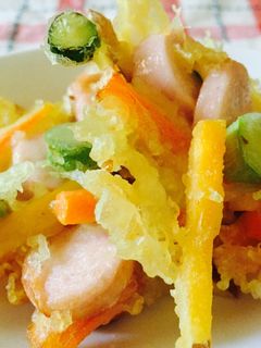 魚肉ソーセージと野菜のサクサクかき揚げ-レシピのメイン写真