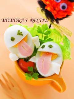 簡単ゆで玉子のハロウィンオバケ♡キャラ弁-レシピのメイン写真