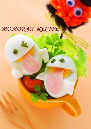 簡単ゆで玉子のハロウィンオバケ♡キャラ弁-レシピのメイン写真