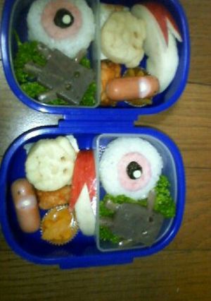 キャラ弁目玉のおやじぬりかべ　園児お弁当-レシピのメイン写真